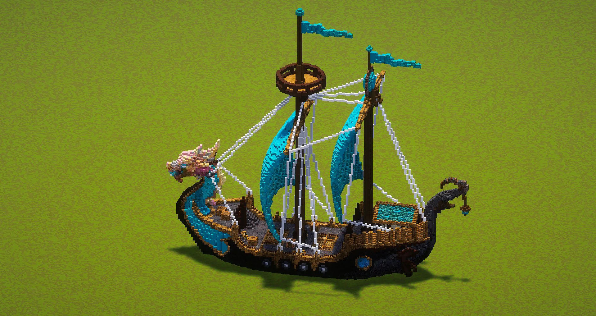Cyan Fantasy Ship - Image 2