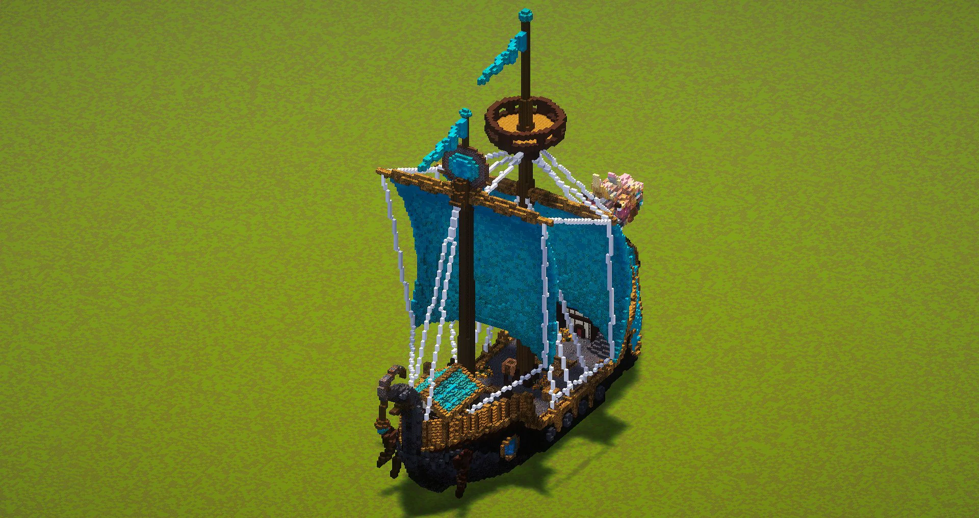 Cyan Fantasy Ship - Image 3