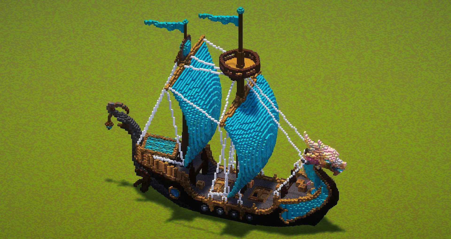 Cyan Fantasy Ship - Image 4