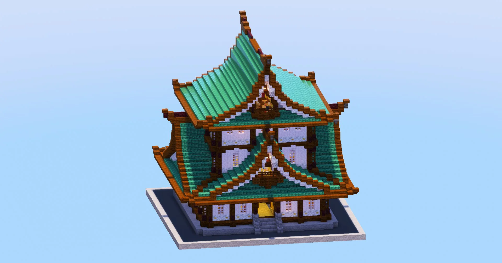 Dark Prismarine Japanese Temple - Image 3