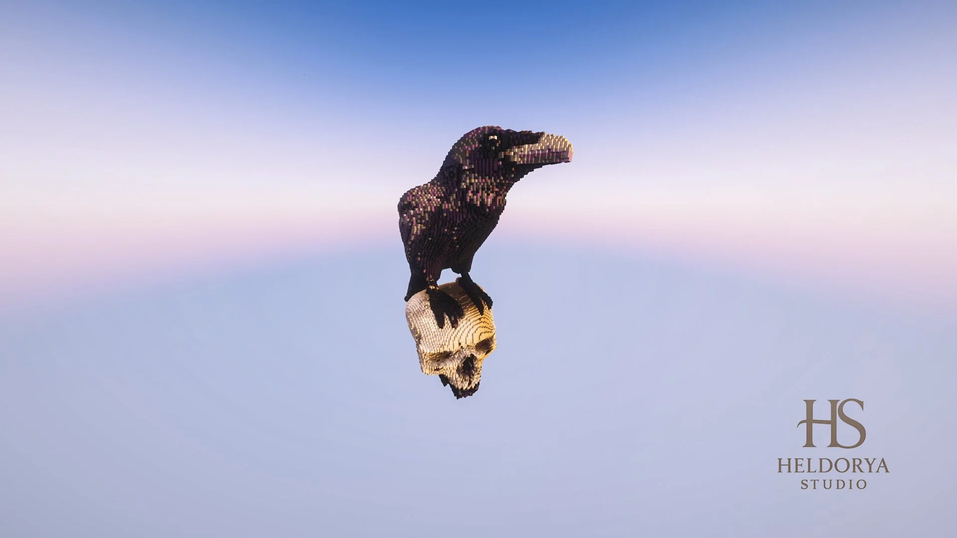 Gothic Crow on Skull Statue | Giant | Ultra-Detailed Gothic Monument for Minecraft - Image 2