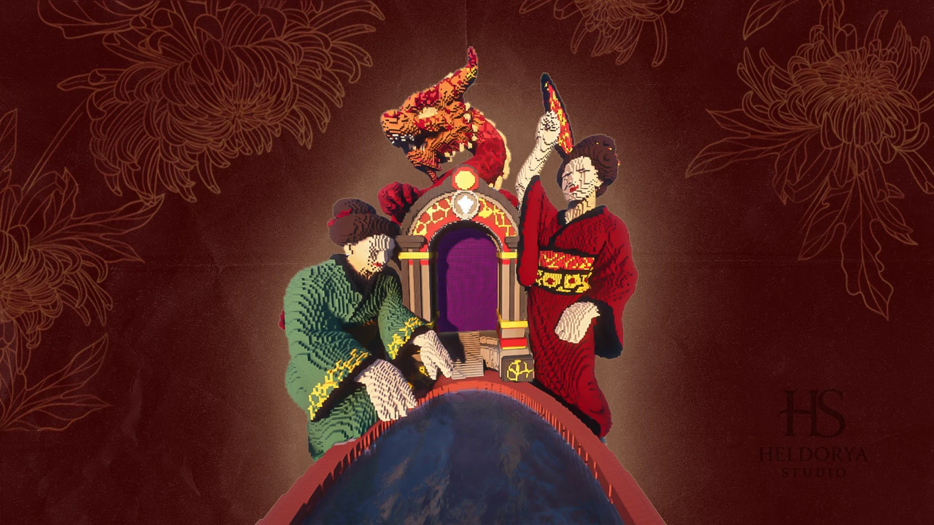 Japanese Realistic Geishas Monument | Portal | Temple - Image 2