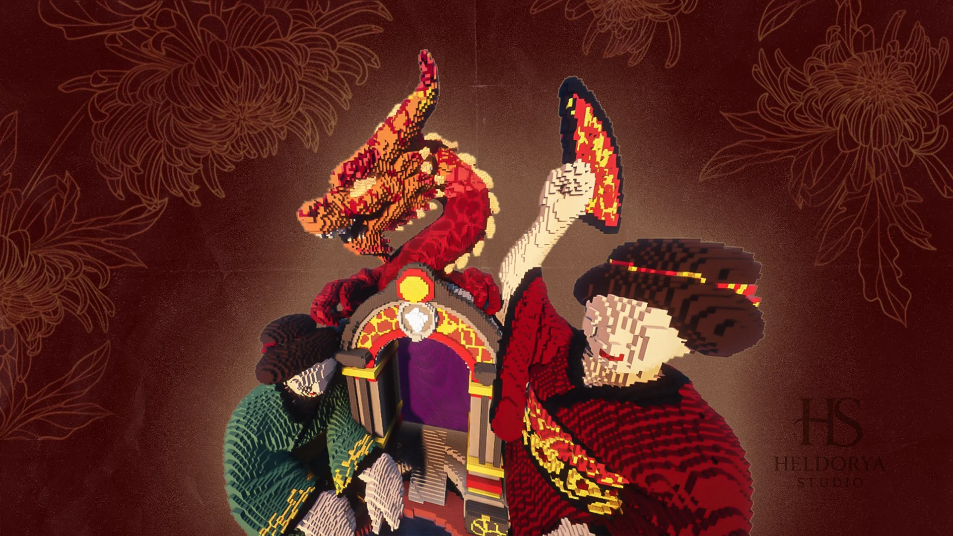 Japanese Realistic Geishas Monument | Portal | Temple - Image 3