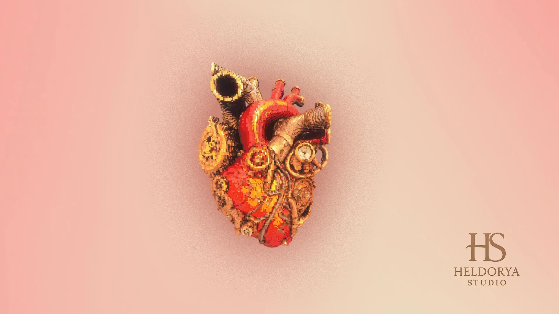 Realistic Heart With Gears - Statue - Image 2