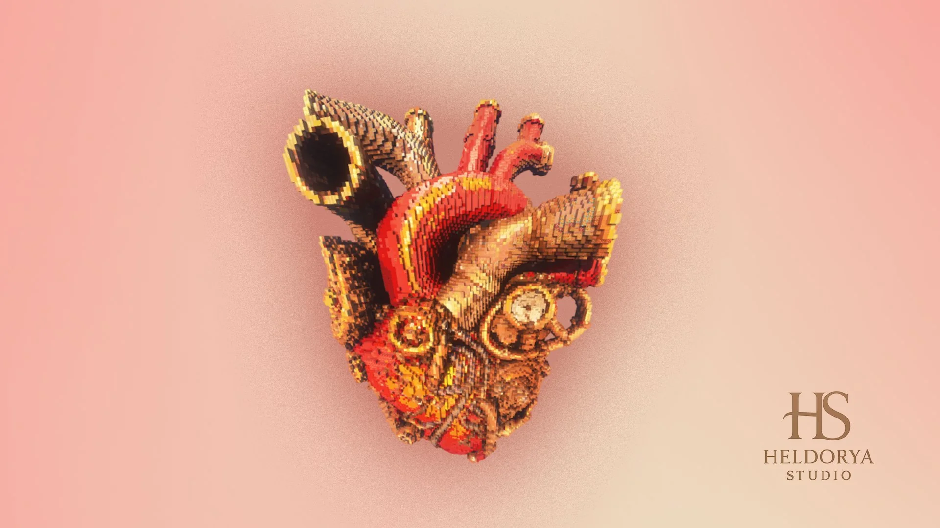 Realistic Heart With Gears - Statue - Image 3