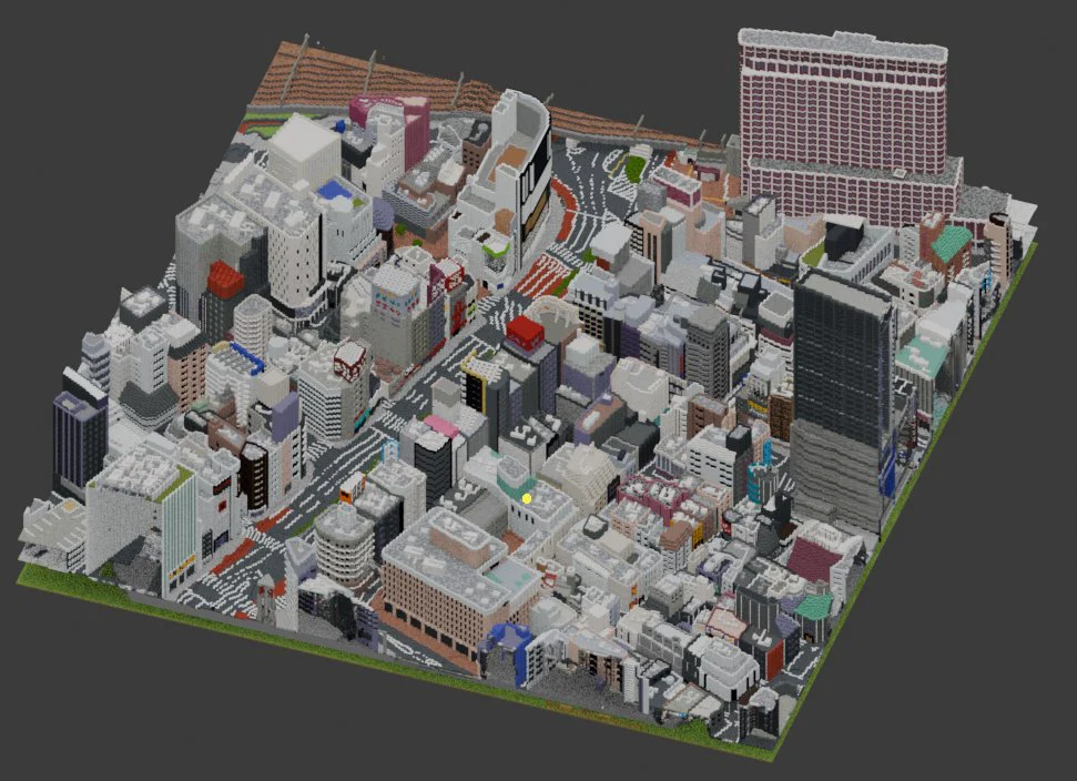Shinjuku, Tokyo, Japan 1:1, 35°41'37''N 139°42'01''E, 450x450 Blocks Modern City Map - Image 3