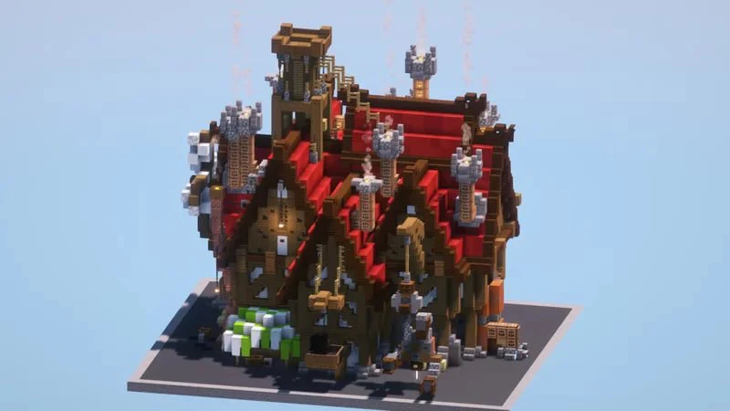 Steampunk Medieval Red House - Image 2