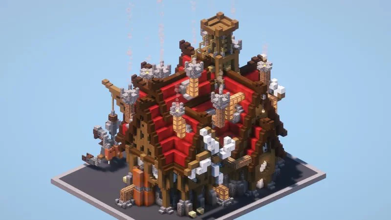 Steampunk Medieval Red House - Image 3