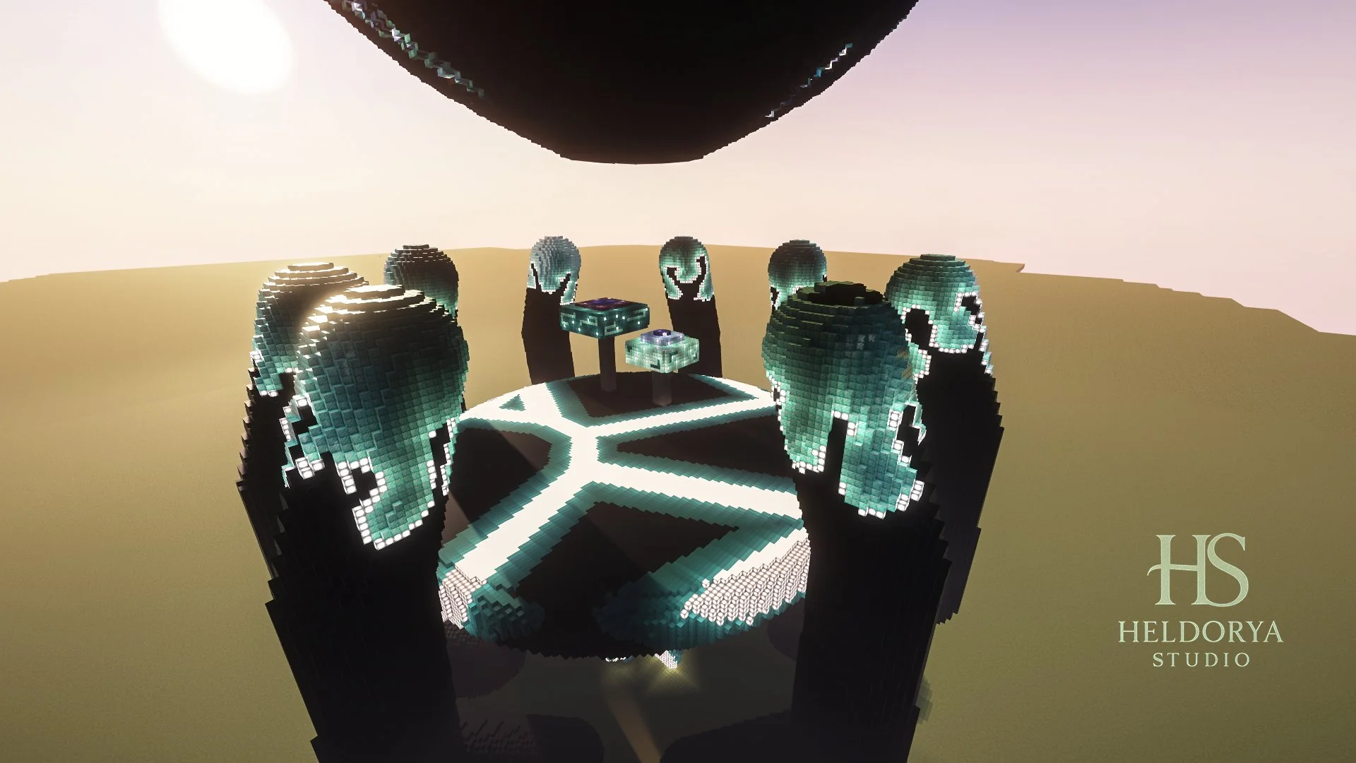 Tech-Themed Cyber Sci-Fi PvP Arena / Lobby with Floating Glowing Globe | Minecraft Map - Image 3
