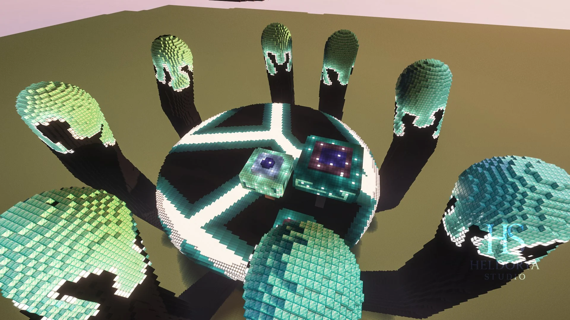 Tech-Themed Cyber Sci-Fi PvP Arena / Lobby with Floating Glowing Globe | Minecraft Map - Image 4